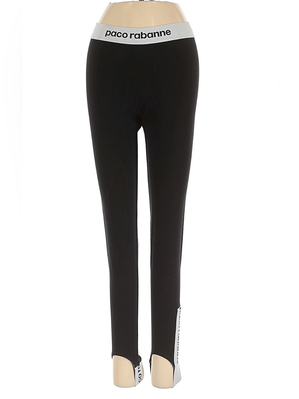 Paco Rabanne Stirrup Leggings black XS pants logo waist band stretch athleisure